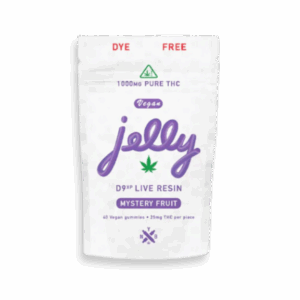 Jelly D9 25mg Delta-9 THC Gummies 4-pack in fruit flavors at JJ's Hemp Dispensary.