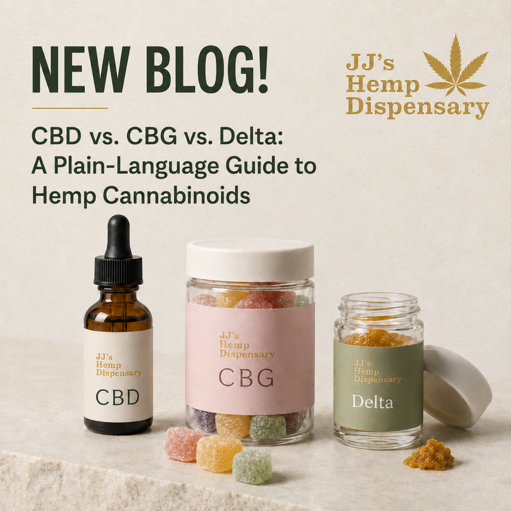 CBD, CBG and delta explained at JJ's Hemp dispensary