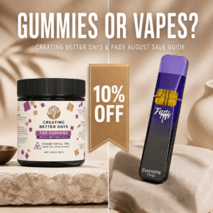 Creating Better Days gummies sale and Fade vape August discount at JJ's Hemp Dispensary