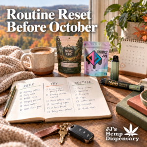 Fall hemp shopping routine reset with gummies, flower, pre-rolls and vape products at JJ’s Hemp Dispensary.