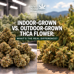 Indoor vs outdoor grown flower comparison at JJ's Hemp Dispensary